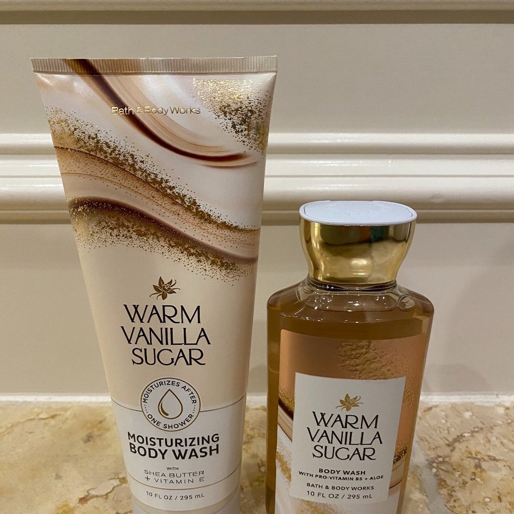NEW Bath & Body Works Warm Vanilla Sugar Body Wash & Moisturizing Body Wash